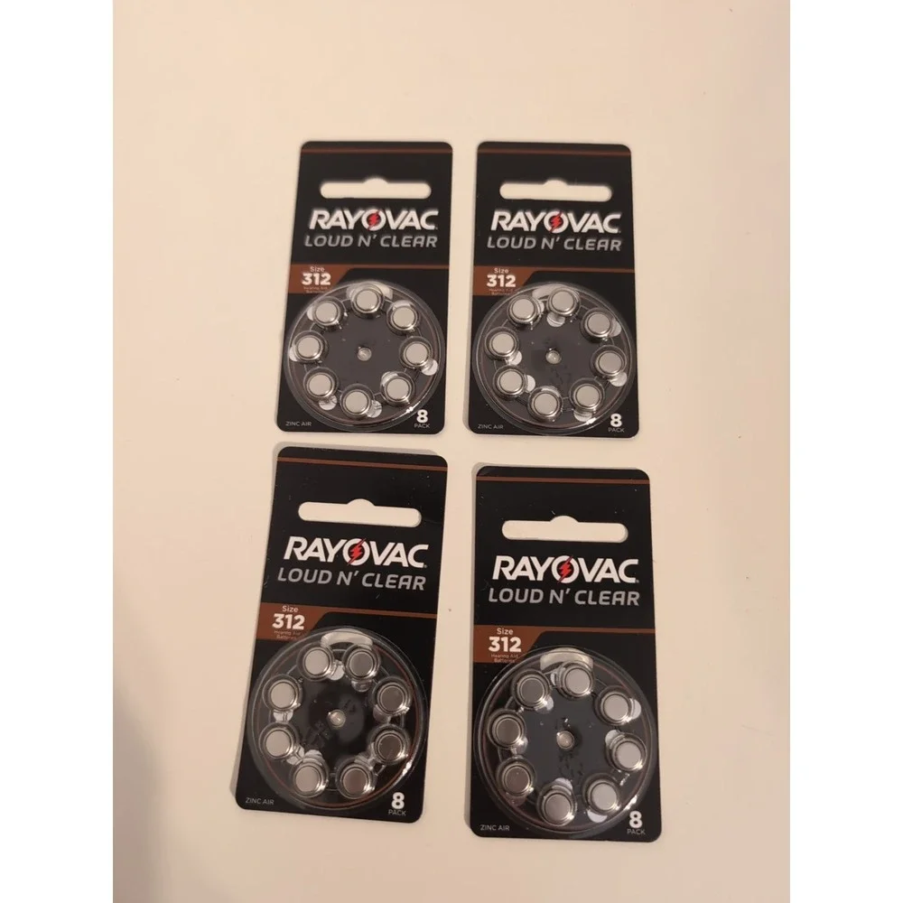 Rayovac Loud N Clear Size 312 Hearing Aid Batteries Lot of 4 Packs Exp. 8/2025